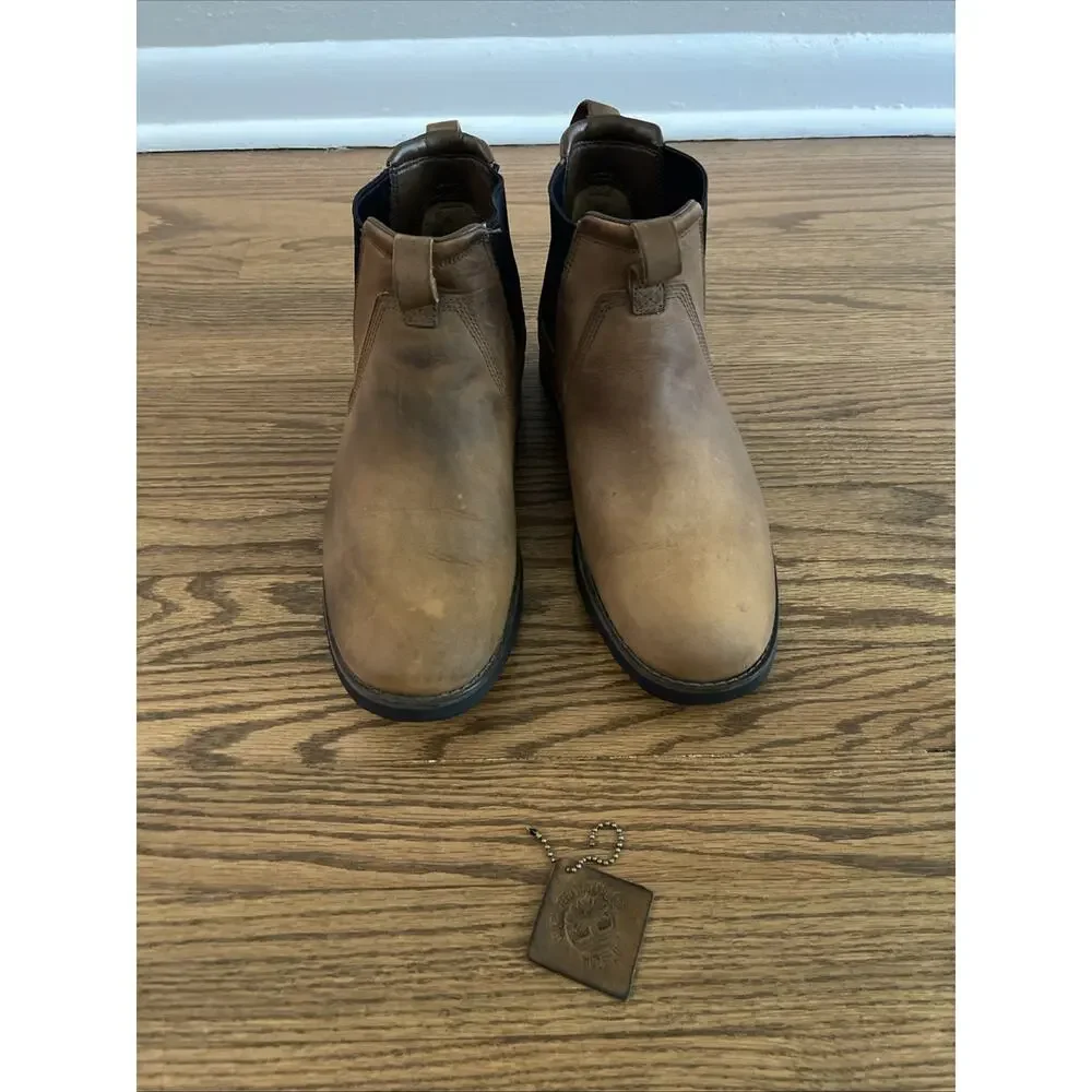 Timberland Men’s Brown Leather Chelsea Ankle Boots Slip-On Waterproof US 11 M